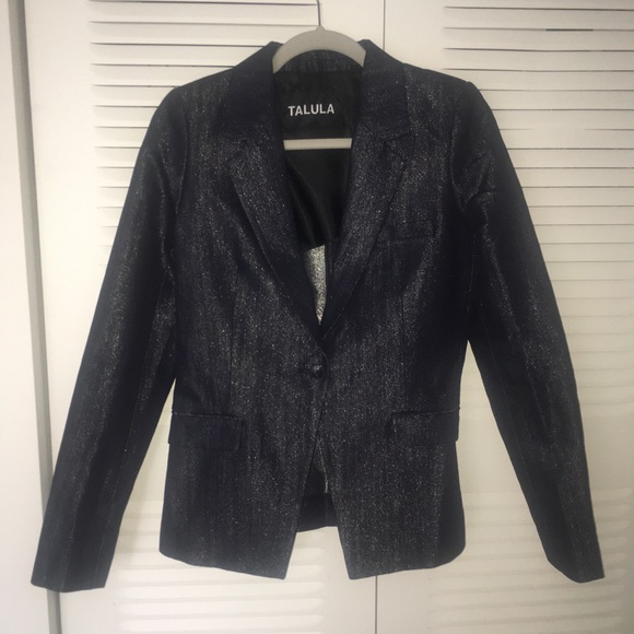 Talula indigo/silver metallic single button blazer - Picture 5 of 8